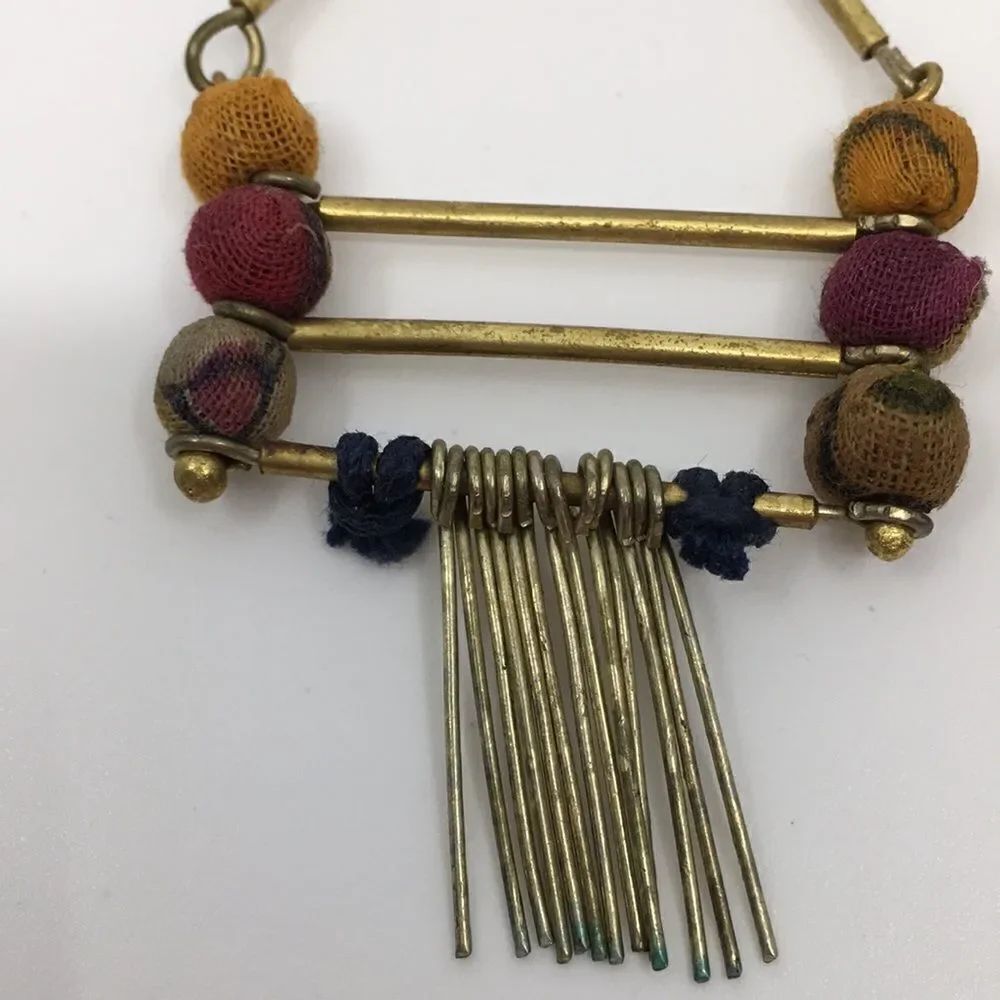Indian Dangly Triangle Boho Earrings Made of recycled Saris! - Picture 9 of 11